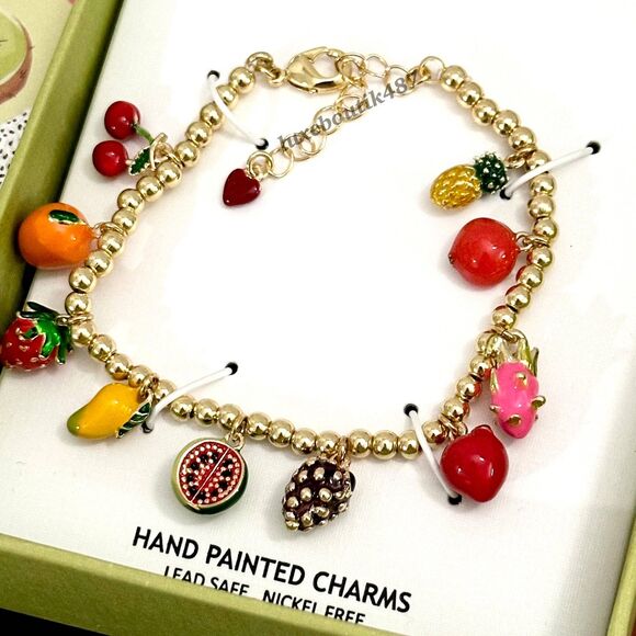 Piper K Fruit Charm Gold-tone Bracelet - Picture 2 of 3